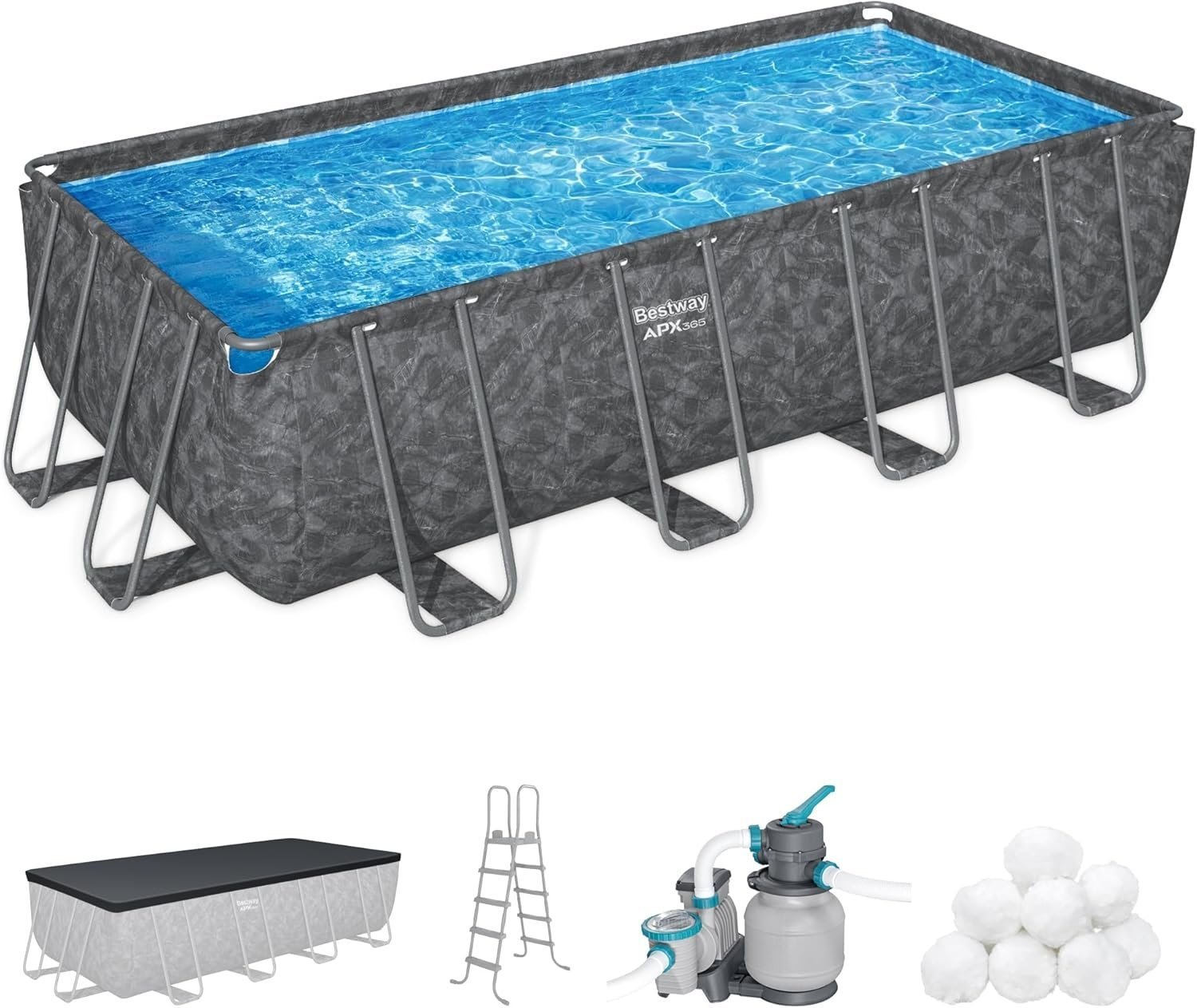 29672_71irx8zwm5l._ac_sl1500.jpg Bestway APX 365 18' x 9' x 52" Rectangular Above Ground Swimming Pool - Image 1