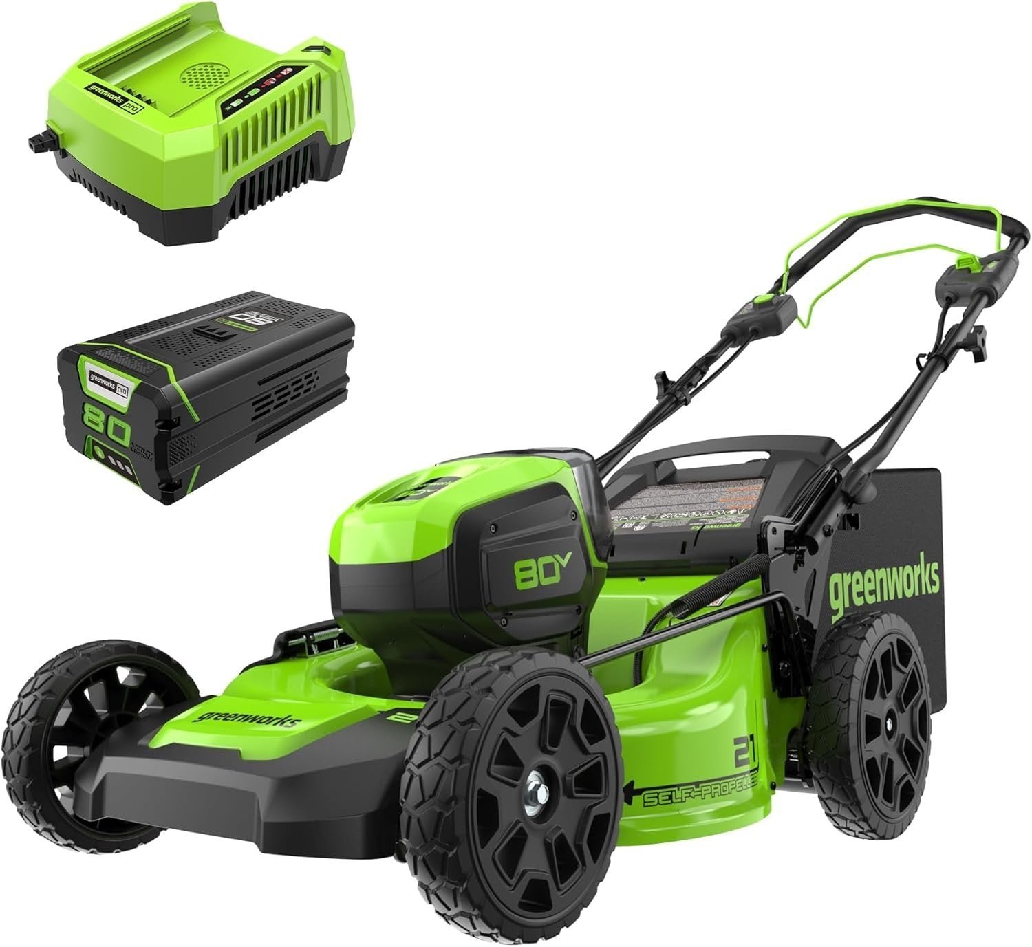 30918_713mt7wzyel._ac_sl1500.jpg Greenworks 80V 21" Cordless Self-Propelled Lawn Mower - Image 1